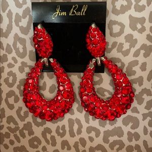 Ruby red Jim ball earrings